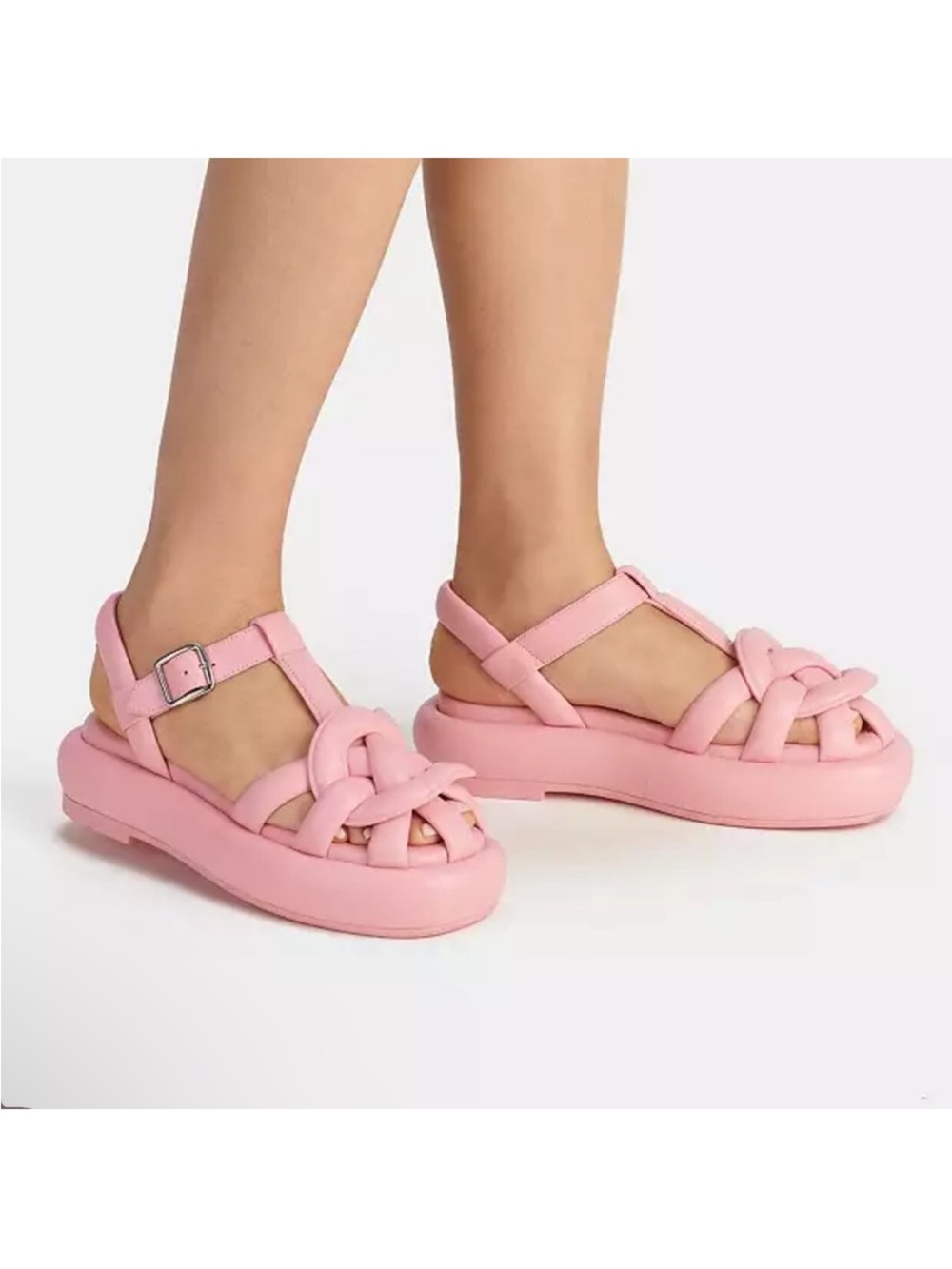 Coach penney flower pink leather sandals  buckle girly feminine cute summer 7.5